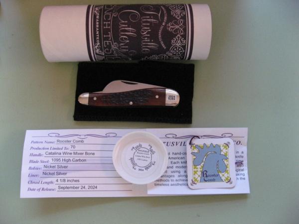   DANIELS FAMILY KNIFE BRANDS-TITUSVILLE CUTLERY-ROOSTER COMB CAROLINA WINE BONE #2