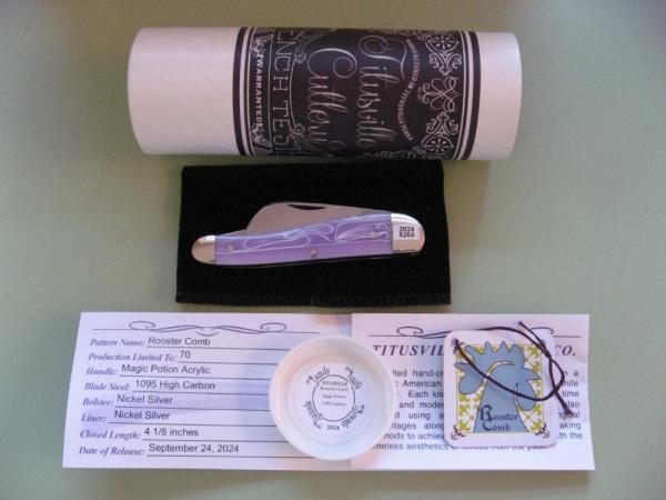   DANIELS FAMILY KNIFE BRANDS-TITUSVILLE CUTLERY-ROOSTER COMB MAGIC POTION #2