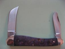   DANIELS FAMILY KNIFE BRANDS-TITUSVILLE CUTLERY-ROOSTER COMB PROTO PURPLE BURL