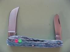   DANIELS FAMILY KNIFE BRANDS-TITUSVILLE CUTLERY-ROOSTER COMB PROTO MERMAID BLUE GIRAFFE SHADOW