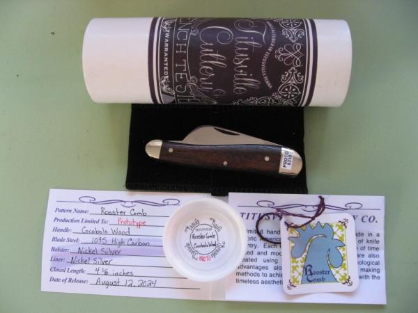   DANIELS FAMILY KNIFE BRANDS-TITUSVILLE CUTLERY-ROOSTER COMB PROTO COCOBOLO WOOD