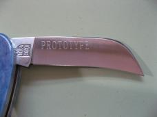   DANIELS FAMILY KNIFE BRANDS-TITUSVILLE CUTLERY-ROOSTER COMB PROTO OLYMPIC BLUE GIRAFFE SHAD SHADOW