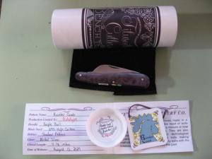   DANIELS FAMILY KNIFE BRANDS-TITUSVILLE CUTLERY-ROOSTER COMB PROTO PURPLE BURL SHADOW