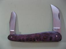   DANIELS FAMILY KNIFE BRANDS-TITUSVILLE CUTLERY-ROOSTER COMB PROTO PURPLE BURL SHADOW