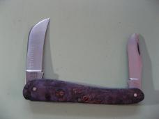   DANIELS FAMILY KNIFE BRANDS-TITUSVILLE CUTLERY-ROOSTER COMB PROTO PURPLE BURL SHADOW