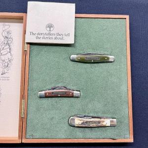 Boker Story Teller 1527 Vintage 3 Knife Set Stag, Trapper, Congress, Stockman