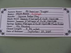 DANIELS FAMILY KNIFE BRANDS-EXCELSIOR KNIFE CO-ALL AMERICAN TRAPPER AMBER STAG PROTO