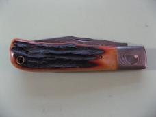 DANIELS FAMILY KNIFE BRANDS-EXCELSIOR KNIFE CO-ALL AMERICAN TRAPPER AMBER STAG PROTO