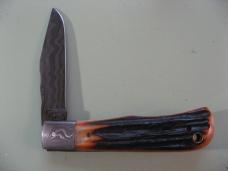 DANIELS FAMILY KNIFE BRANDS-EXCELSIOR KNIFE CO-ALL AMERICAN TRAPPER AMBER STAG PROTO