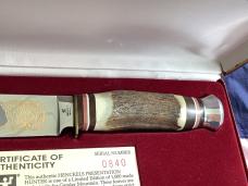 J A Henckels Fixed Blade Hunter Knife -Great Stag Handles -Gold Blade Etch #840 of 1000