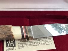 J A Henckels Fixed Blade Hunter Knife -Great Stag Handles -Gold Blade Etch #840 of 1000