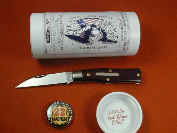 Great Eastern Cutlery GEC Smooth Red Stone ESPL 22 Magnum Knife 220124 NIT Wharncliffe Blade Great Eastern Cutlery GEC Smooth Red Stone ESPL 22 Magnum Knife 220124 NIT Wharncliffe Blade