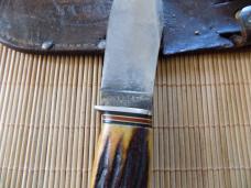 Vintage Stag KA-BAR Fixed blade skinner knife & Original stamped leather Sheath