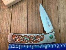 Mcusta Custom Premier Series Abalone Inlay in Wood 33 Layer San Mai Damascus VG-10 Seki Japan
