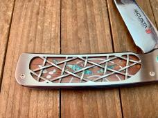 Mcusta Custom Premier Series Abalone Inlay in Wood 33 Layer San Mai Damascus VG-10 Seki Japan
