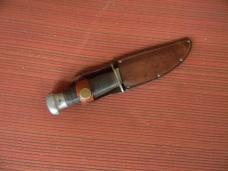 Vintage Fixed Blade Hunting Knife With Leather Sheath