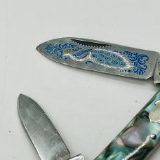 VINTAGE BULLDOG BRAND SOLINGEN GERMANY ABALONE SWIRL CANOE KNIFE BD 086 (14)
