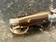 Miniature Switchblade Knife, Nice Dark Horn Scales, Clip Point Blade, Italy, Unused