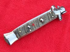  9"  Italian Stiletto Rams-Horn Handles- SS Flat Swedge Grind Blade