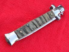  9"  Italian Stiletto Rams-Horn Handles- SS Flat Swedge Grind Blade