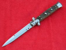  9"  Italian Stiletto Rams-Horn Handles- Traditional SS Bayonet Grind Blade