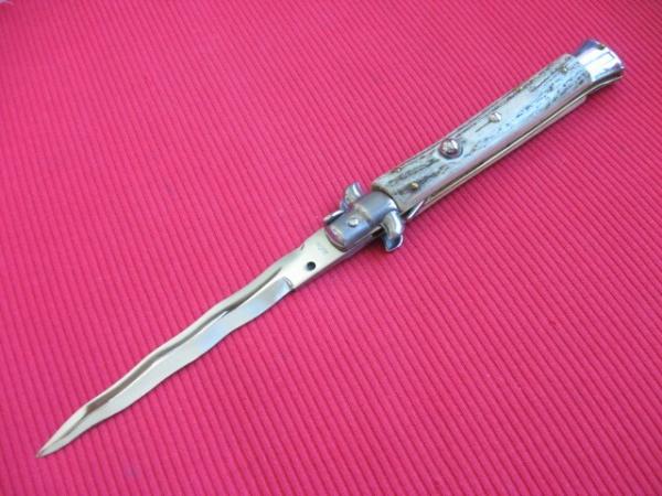 Vintage Italian 1980's 11" WHITE STAG KRISS Stiletto Switchblade Knife.