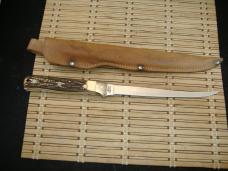 SCHRADE+ UNCLE HENRY 167 FULL TANG FISH FILET KNIFE USA MADE AND ORIGINAL LOOPED LEATHER BELT SHEATH