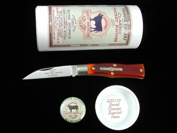 Great Eastern Cutlery GEC Burnt Orange Sawcut Bone 22 Magnum Knife 220124 NIT Wharncliffe Blade USA
