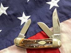 1st Generation 1984 Bulldog Brand Stockman “Ohio Tobacco King” Blade Etch w Gnarly Stag Handles