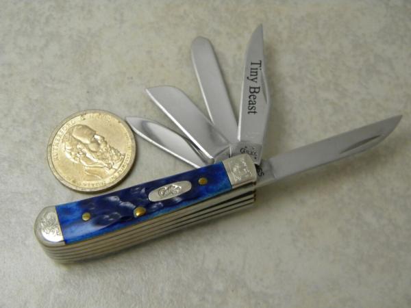 Case XX USA 4 Dot 65154 Blue Bone "Tiny Beast" 5 Blade Knife Case XX USA 4 Dot 65154 Blue Bone "Tiny Beast" 5 Blade Knife