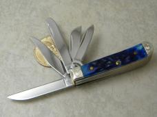 Case XX USA 4 Dot 65154 Blue Bone "Tiny Beast"  5 Blade Knife 