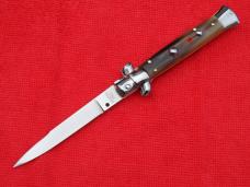 New 9"  Italian Stiletto Blond-Horn Handles- SS Flat Swedge Grind Blade