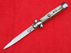 New 9"  Italian Stiletto Blond-Horn Handles- SS Flat Swedge Grind Blade II