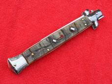  New 11"  Italian Stiletto Rams-Horn Handles- SS Flat Swedge grind Blade