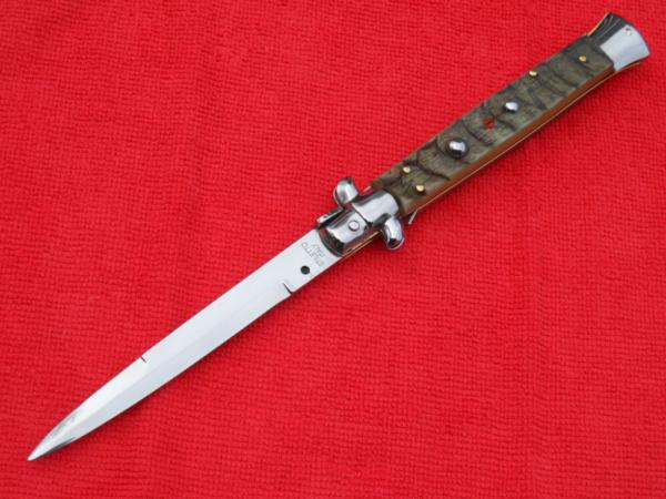 New 11" Italian Stiletto Rams-Horn Handles- SS Bayonet Blade New 11" Italian Stiletto Rams-Horn Handles- SS Bayonet Blade