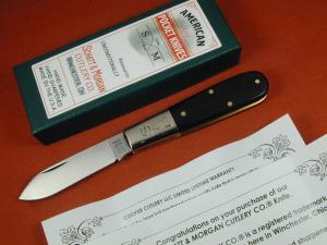 Schatt & Morgan Ebony Wood Barlow Knife By Cooper Cutlery Rare 69 S&M E Made In USA S&W Tang Stamp