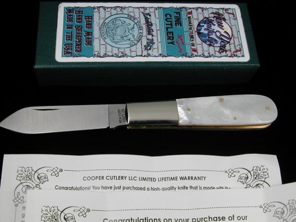 New York Knife Co Genuine Mother of Pearl Barlow Knife By Cooper Cutlery Rare 69GBP USA Made 