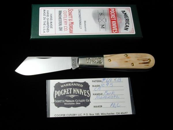 Schatt & Morgan Mammoth Bark Cotton Barlow Knife by Cooper Cutlery Super Rare 69CB-MB Made in USA Schatt & Morgan Mammoth Bark Cotton Barlow Knife by Cooper Cutlery Super Rare 69CB-MB Made in USA