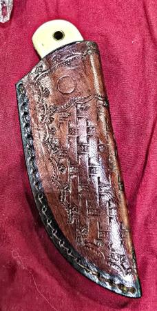 Chisel hand Engraved FULL TANG construction knives. Bone handle. Floral or symmetrical pattern 