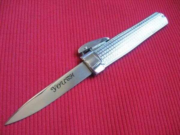 Older Chrome Plated Gravity Machined Handle OTF Knife