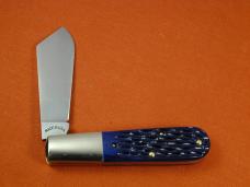 Schatt & Morgan Blue Jigged Bone Cotton Barlow Knife by Cooper Cutlery Rare 69CB-B Made in USA