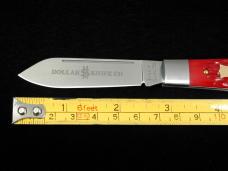 Dollar Knife Co. Red Jigged Bone with Mammoth Shield Jack Knife from Cooper Cutlery USA RJB-MS