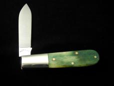 Schatt & Morgan Smooth Green Camel Bone Barlow Knife Rare 69SGCB Winchester Ohio Tang Stamp