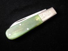 Schatt & Morgan Smooth Green Camel Bone Barlow Knife Rare 69SGCB Winchester Ohio Tang Stamp