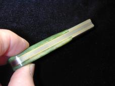 Schatt & Morgan Smooth Green Camel Bone Barlow Knife Rare 69SGCB Winchester Ohio Tang Stamp