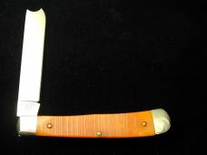 Cooper Cutlery Burnt Orange Sawcut Bone Razor Trapper Knife Made In USA 5119BOSCZ