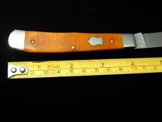 Cooper Cutlery Burnt Orange Sawcut Bone Razor Trapper Knife Made In USA 5119BOSCZ