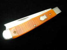 Cooper Cutlery Burnt Orange Sawcut Bone Razor Trapper Knife Made In USA 5119BOSCZ