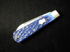 Dollar Knife Co. Blue Jigged Bone with Mammoth Shield Jack Knife from Cooper Cutlery USA BJB-MS