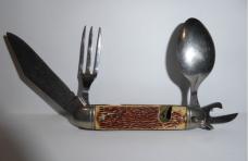 Vintage Colonial Camp/ Hobo Knife w/ Fork & Spoon 1960's